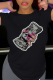 Black Street Daily Print Patchwork O Neck T-Shirts