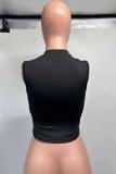 Black Street Letter Hot Drill O Neck Tops