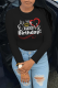 Black Casual Vintage Print Patchwork Letter O Neck Tops