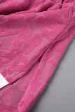 Pink Sexy Casual Solid Hollowed Out Backless Strapless Sleeveless Two Pieces