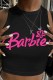 Black Sexy Street Print Letter O Neck Tops
