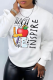 White Casual Street Print Patchwork Letter O Neck Tops
