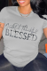 Light Gray Casual Vintage Print Letter O Neck T-Shirts