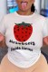 White Casual Print Letter O Neck T-Shirts