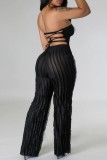 White Casual Solid Patchwork Regular High Waist Conventional Solid Color Trousers
