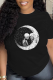 Black Casual Street Print Skull Patchwork O Neck T-Shirts