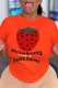 Orange Casual Print Letter O Neck T-Shirts