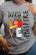 Grey Street Daily Print Letter O Neck T-Shirts