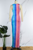 Multicolor Sexy Casual Print Basic O Neck Long Dress Dresses