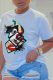 White Daily Vintage Print Patchwork O Neck T-Shirts