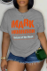Grey Casual Daily Print Patchwork O Neck T-Shirts