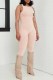 Skin Color Casual Print Letter O Neck Jumpsuits