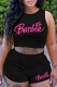 Black Sexy Casual Print Letter O Neck Sleeveless Two Pieces