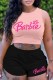 Light Pink Sexy Casual Print Letter O Neck Sleeveless Two Pieces