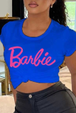 Black Street daily printed patchwork alphabet Barbie O-neck T-shirt