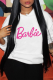 White Sweet Daily Print Draw String Letter Hooded Collar Tops