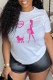 White Casual Street Print Letter O Neck T-Shirts