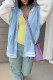 Light Blue Casual Solid Patchwork Contrast Outerwear