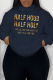 Navy Blue Street Daily Print Draw String Letter Hooded Collar Tops