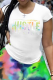 White Casual Street Print Patchwork O Neck T-Shirts