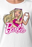 Pink Casual Character Print Letter O Neck T-Shirts