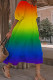 Orange Yellow Casual Print Patchwork O Neck A Line Short Sleeve Dress
