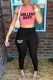 Pink Sexy Print Letter O Neck Sleeveless Two Pieces