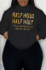 Black Street Daily Print Draw String Letter Hooded Collar Tops