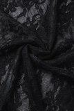 Black Sexy Solid See-through Backless Strapless Sleeveless Dress Dresses