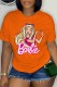 Orange Casual Character Print Letter O Neck T-Shirts