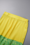 Green Casual Print Patchwork Skinny High Waist Conventional Patchwork Trousers