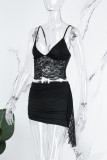 Pink Sexy Solid See-through Backless Spaghetti Strap Sleeveless Two Pieces