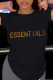 Black Street Daily Print Patchwork Letter O Neck T-Shirts