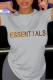 Light Gray Street Daily Print Patchwork Letter O Neck T-Shirts