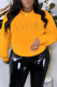 Yellow Casual Daily Print Patchwork Letter O Neck Tops