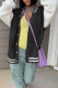 Black Casual Solid Patchwork Contrast Outerwear