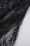 Black Sexy Solid See-through Backless Strapless Sleeveless Dress Dresses