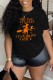 Black Casual Print Basic O Neck T-Shirts