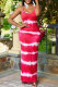 Rose Red Sexy Casual Print Backless Spaghetti Strap Long Dress Dresses