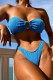 Blue Sexy Solid Bandage Backless Swimwears (With Paddings)