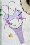 Purple Sexy Solid Bandage Backless Swimwears (Without Paddings)