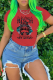 Red Daily Vintage Print Patchwork O Neck T-Shirts