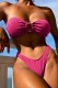 Rose Red Sexy Solid Bandage Backless Swimwears (With Paddings)