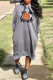 Grey Casual Print Basic Hooded Collar Long Sleeve Dresses