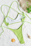 Green Sexy Solid Bandage Backless Swimwears (Without Paddings)