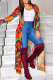 Red Casual Print Patchwork Slit Cardigan Collar Outerwear