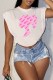 White Street Print Letter O Neck Tops