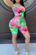 Red Casual Print Tie Dye Letter U Neck Sleeveless Two Pieces