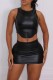 Black Casual Solid Basic O Neck Sleeveless Two Pieces