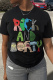Black Street Daily Print Patchwork O Neck T-Shirts